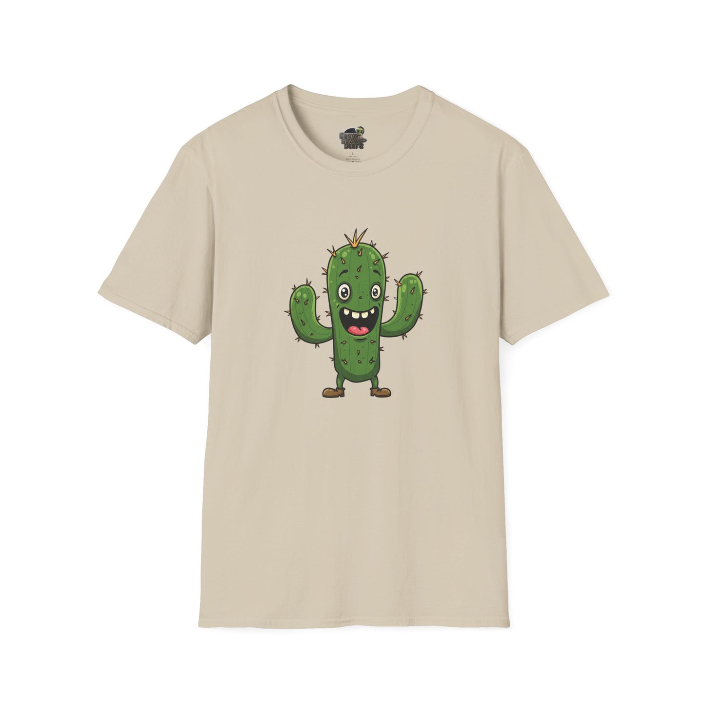 Cactus Mania T-Shirt: Joyful Cactus Tee | Organic Cotton & Stretchy Comfort Sand