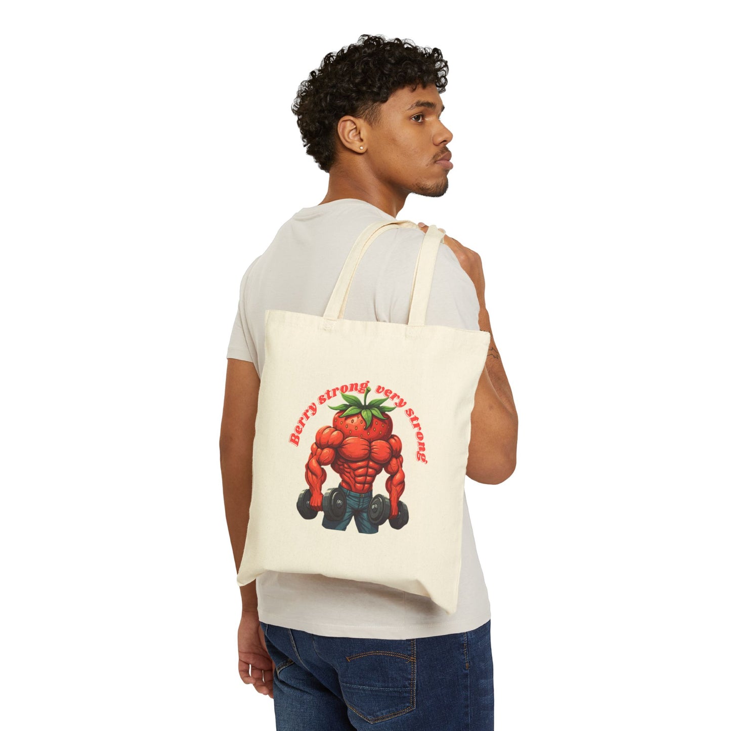 Berry Strong Tote Bag: Funny Strawberry Gym & Shopping Bag