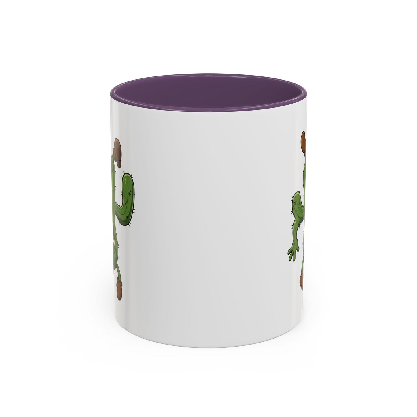 Cactus Mania Shocked Cactus Mug - Upside Down Fun Ceramic Cup 11oz Purple