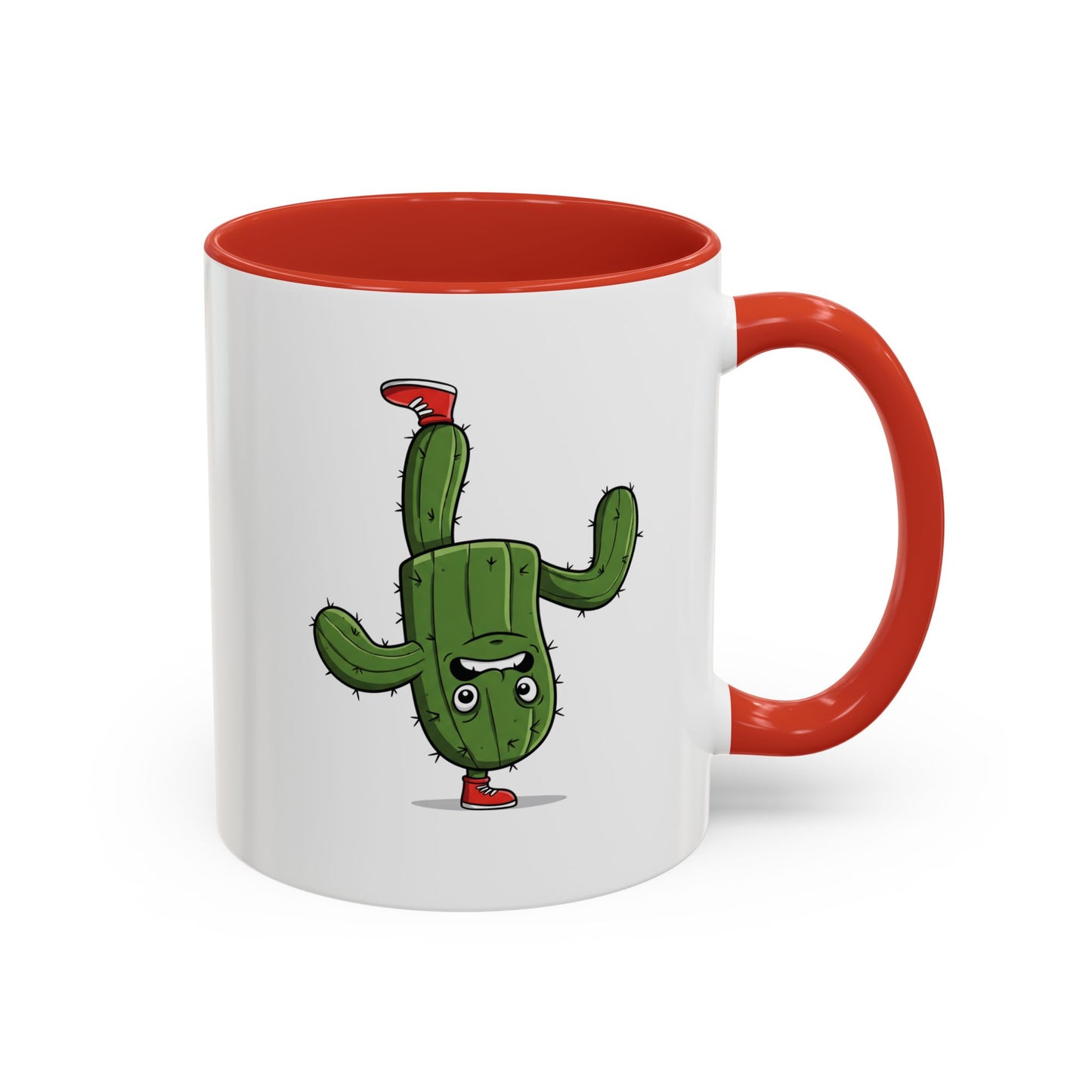 Cactus Mania Upside Down Cactus Mug - Unique & Fun Ceramic Cup for All Ages 11oz Red