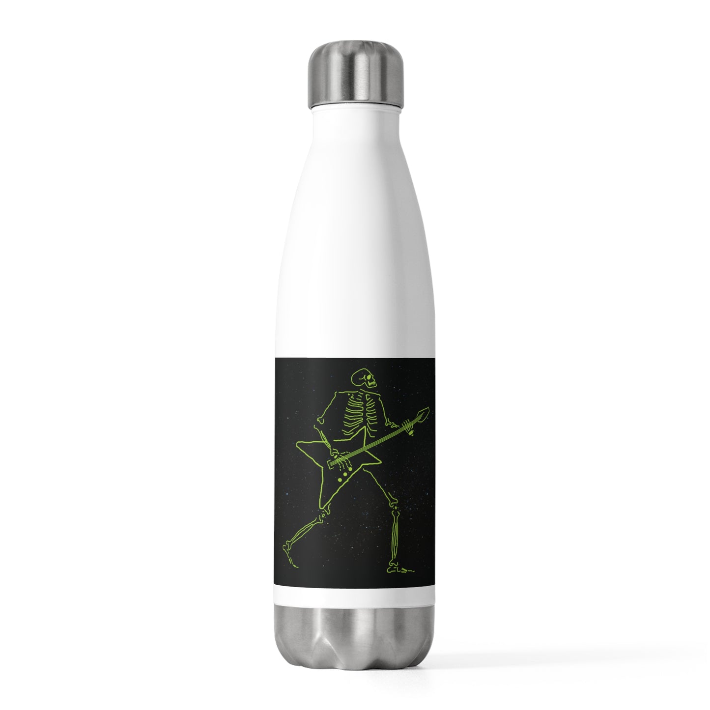 Skeleton Guitarist Water Bottle | Fluo Metal Shredder Gear