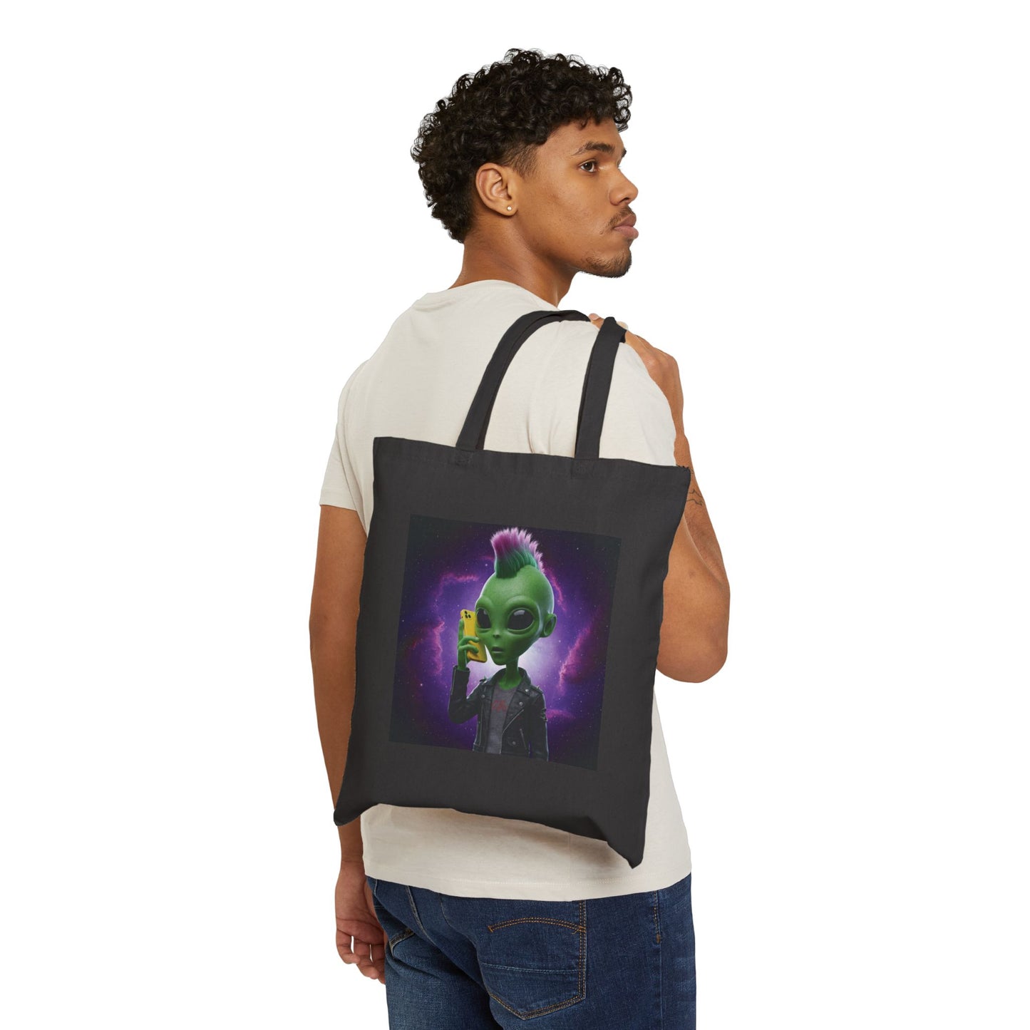 Techy Alien Punk Tote Bag | Stay Connected with Style!