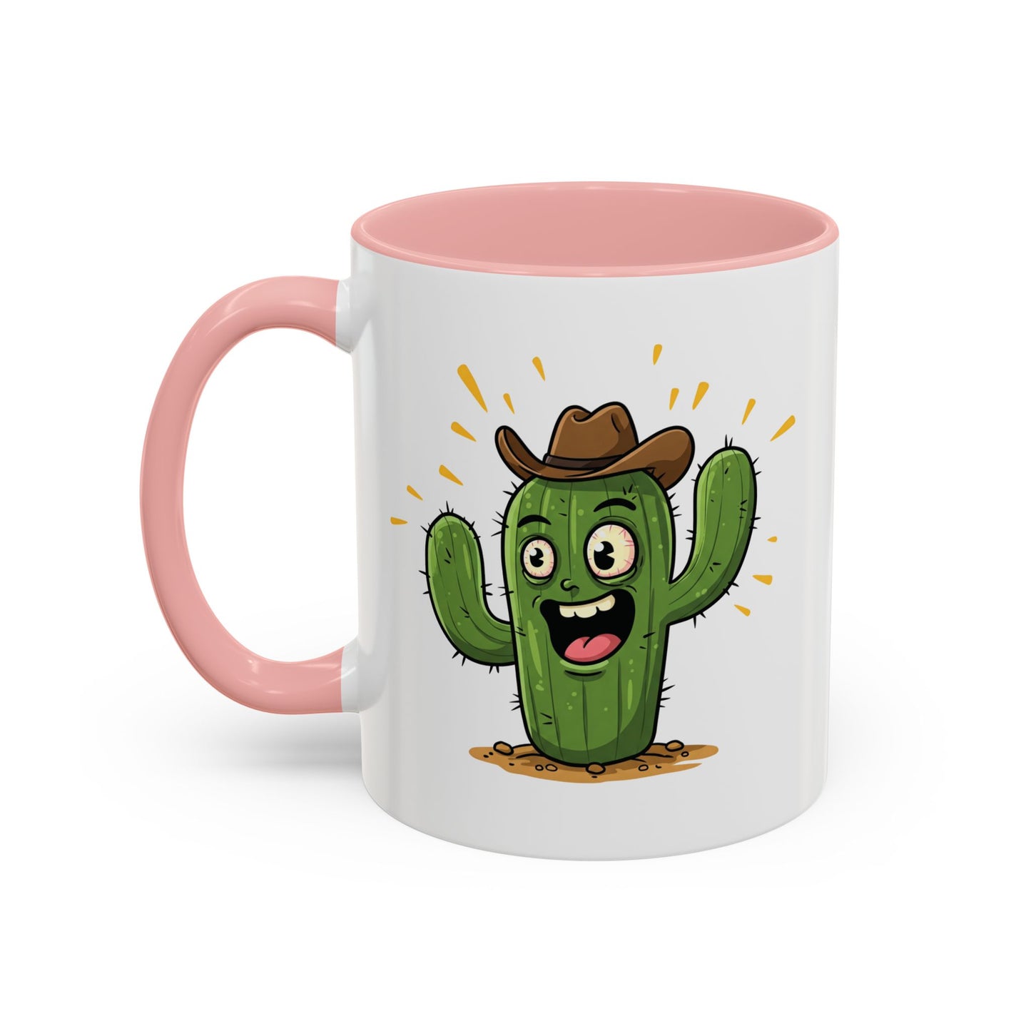 Cactus Mania Cowboy Cactus Mug - Fun & Durable Ceramic Cup for Cactus Lovers 11oz Pink