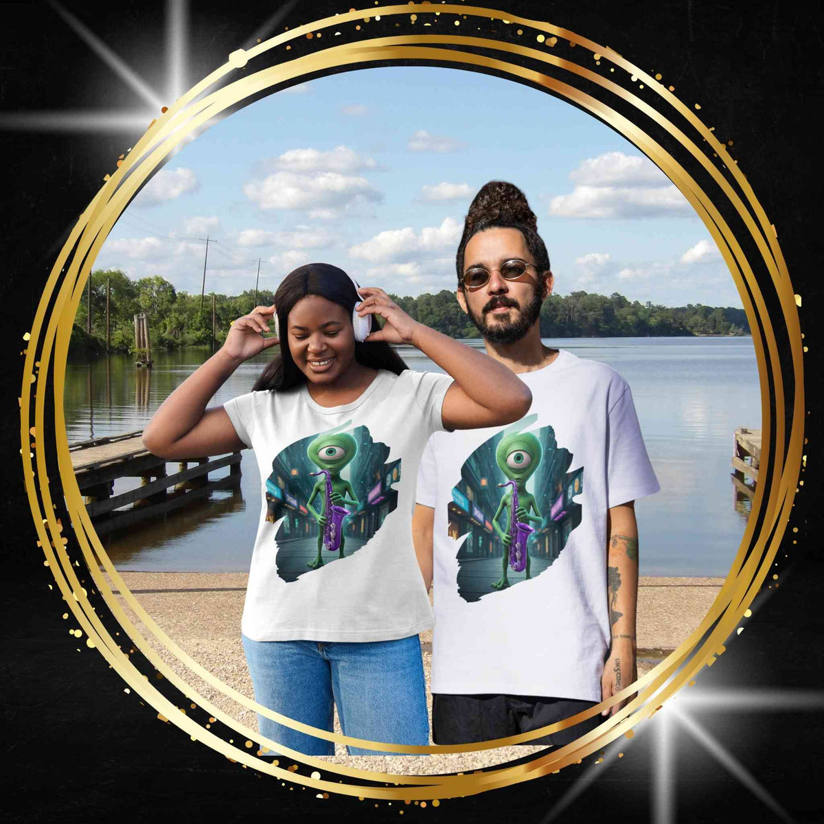 Alien Saxophone Player Unisex T-Shirt: Sci-Fi Vibes