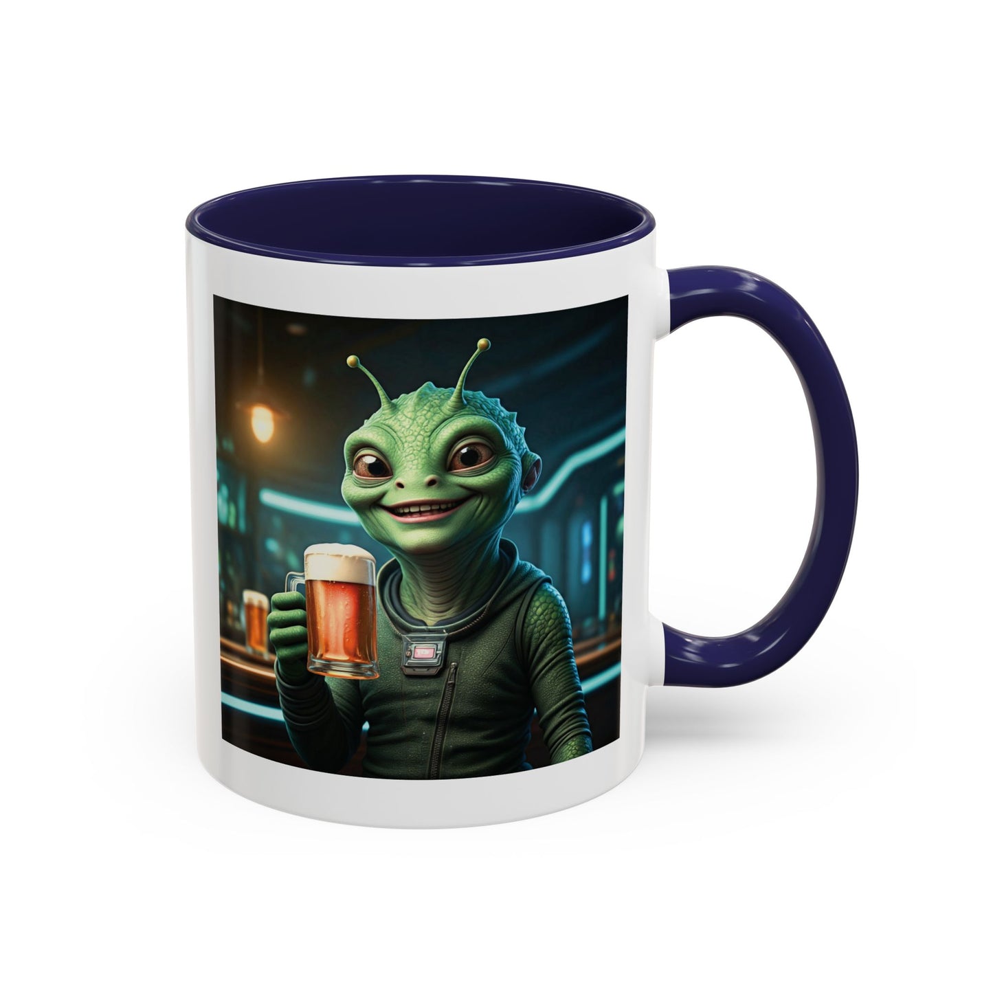 Alien woman beer navy mug pub