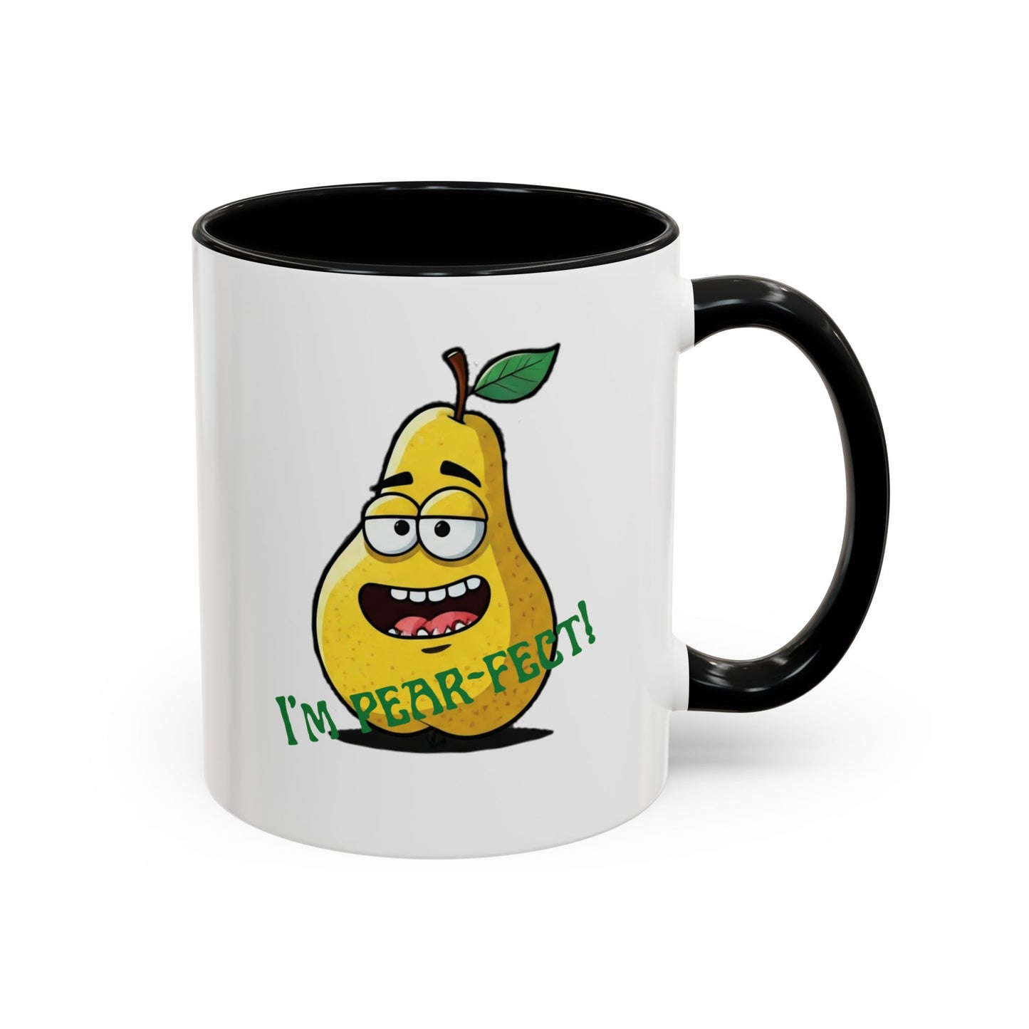Funny Pear Mug - Ceramic Coffee Cup with Cute Design - Unique Gift Idea 11oz Black
