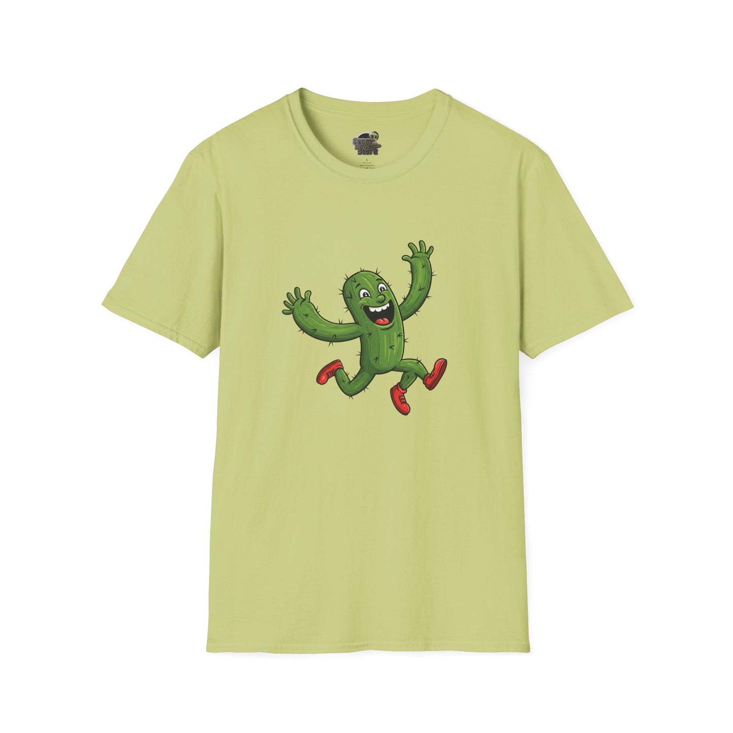 Running Cactus T-Shirt: Fun Organic Cotton Tee for Nature & Quirky Style | Cactus Mania Pistachio
