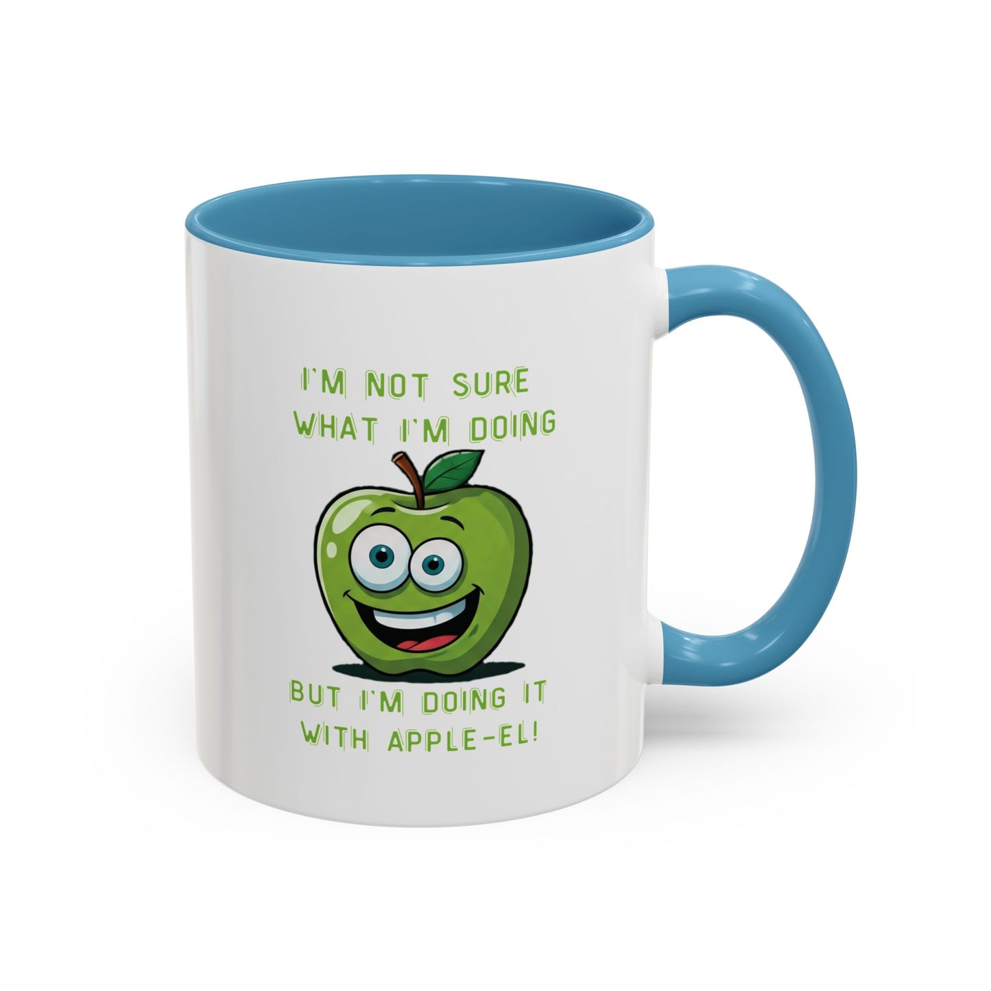 Funny Apple Mug - Unique Coffee Cup Design - Gift for Her Him - Best Selling Mug - Ceramic - Dishwasher Safe - Microwave Safe 11oz Light Blue