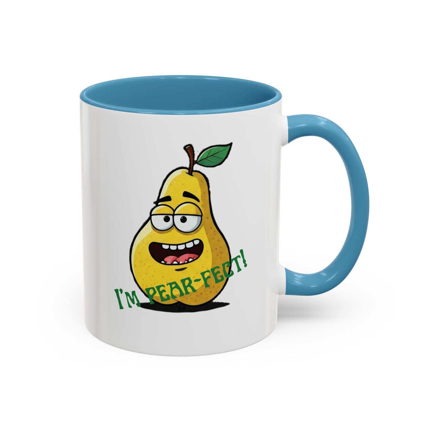 Funny Pear Mug - Ceramic Coffee Cup with Cute Design - Unique Gift Idea 11oz Light Blue