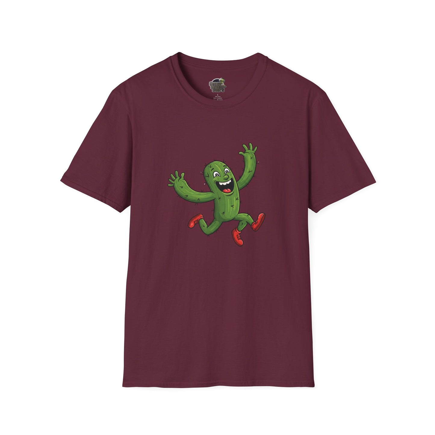 Running Cactus T-Shirt: Fun Organic Cotton Tee for Nature & Quirky Style | Cactus Mania Maroon
