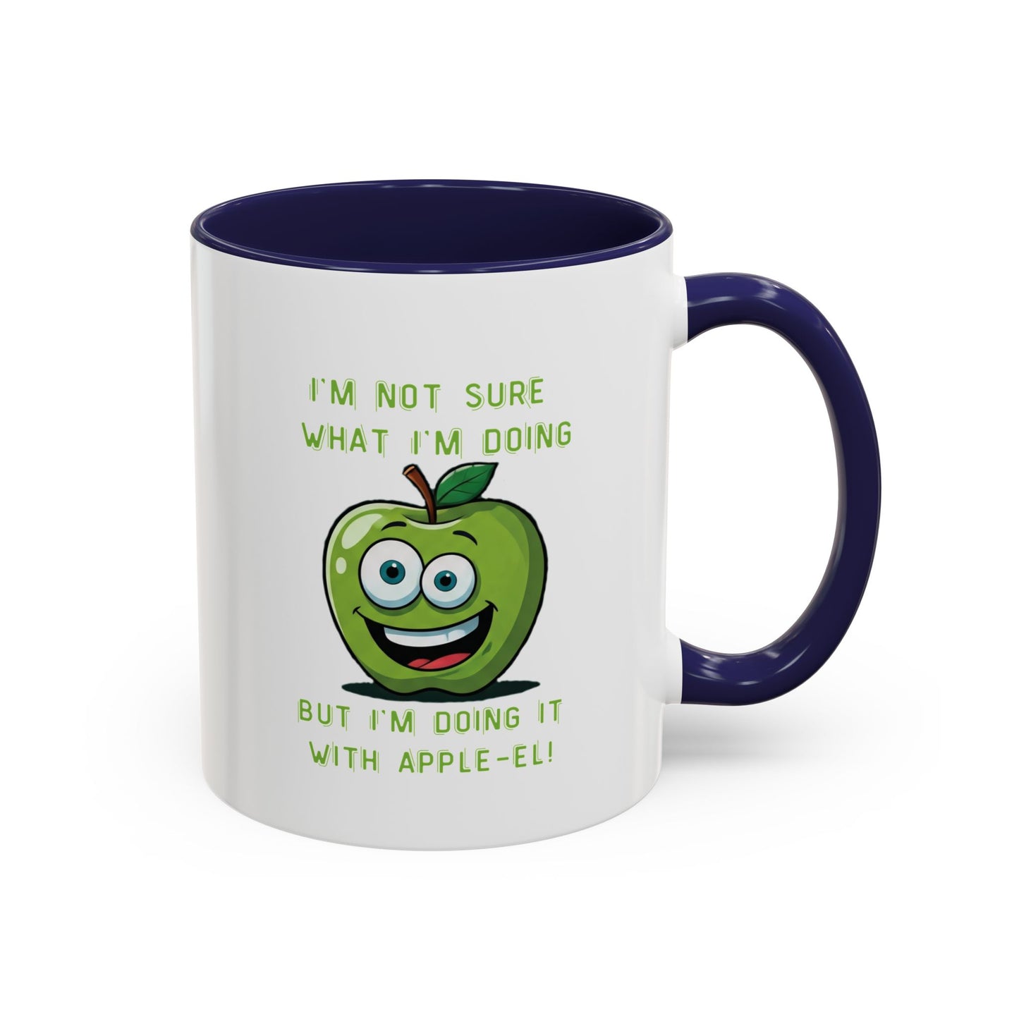 Funny Apple Mug - Unique Coffee Cup Design - Gift for Her Him - Best Selling Mug - Ceramic - Dishwasher Safe - Microwave Safe 11oz Navy