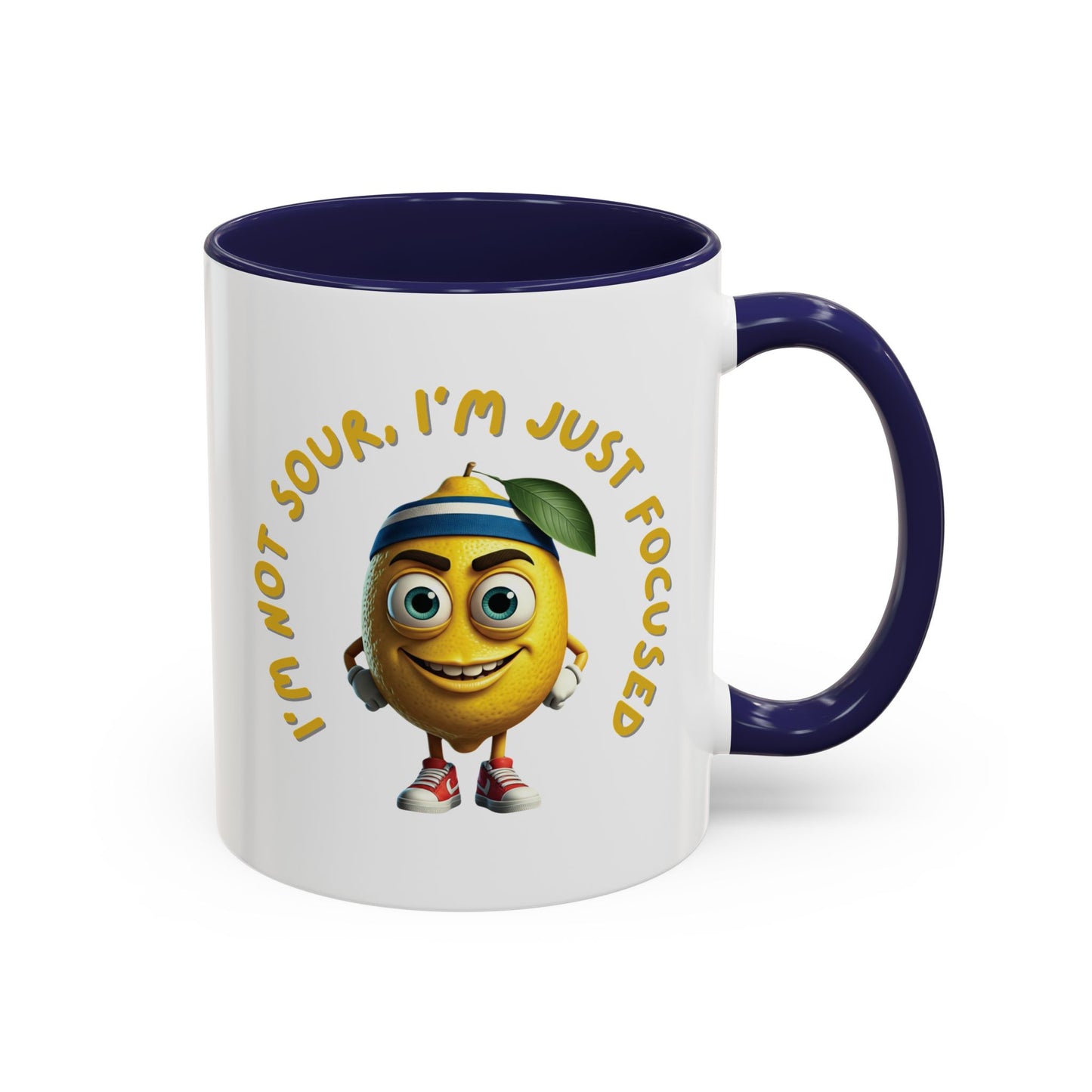 Sour but Focused Lemon Mug - Funny Coffee Cup for Work 11oz Navy