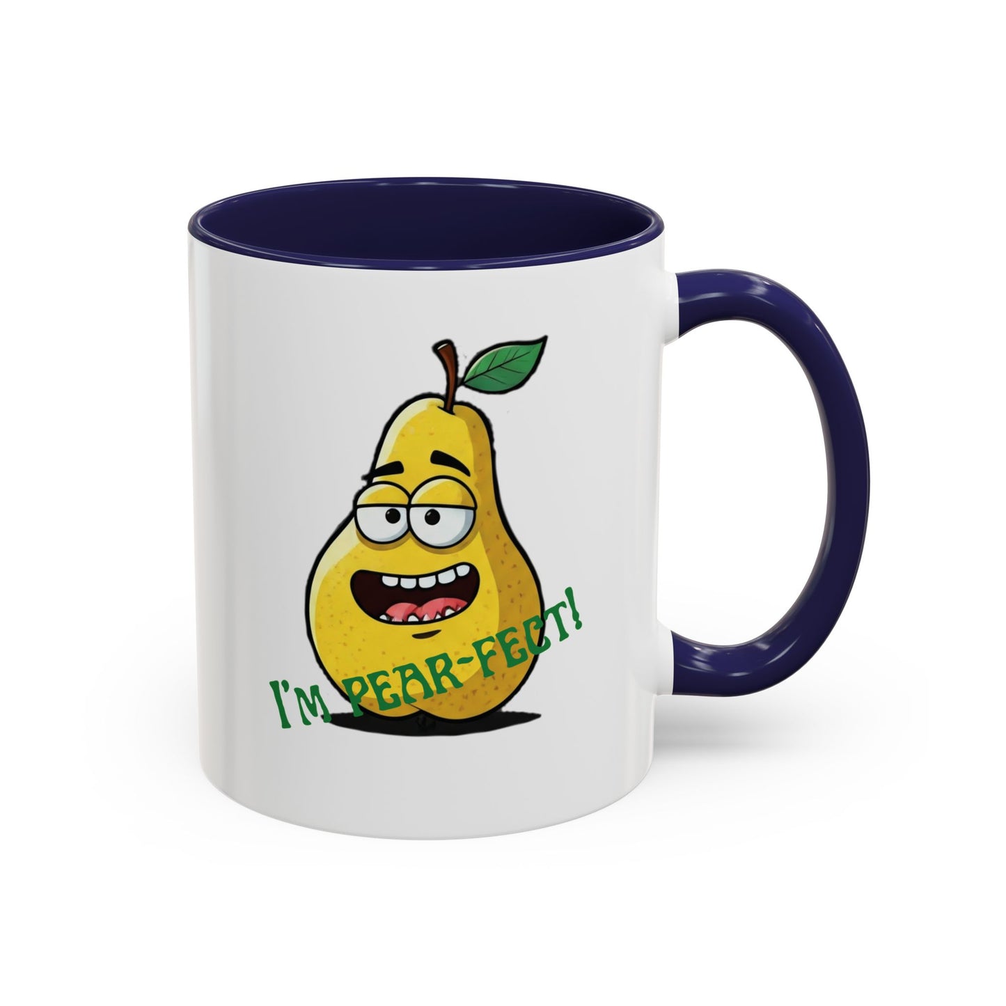 Funny Pear Mug - Ceramic Coffee Cup with Cute Design - Unique Gift Idea 11oz Navy