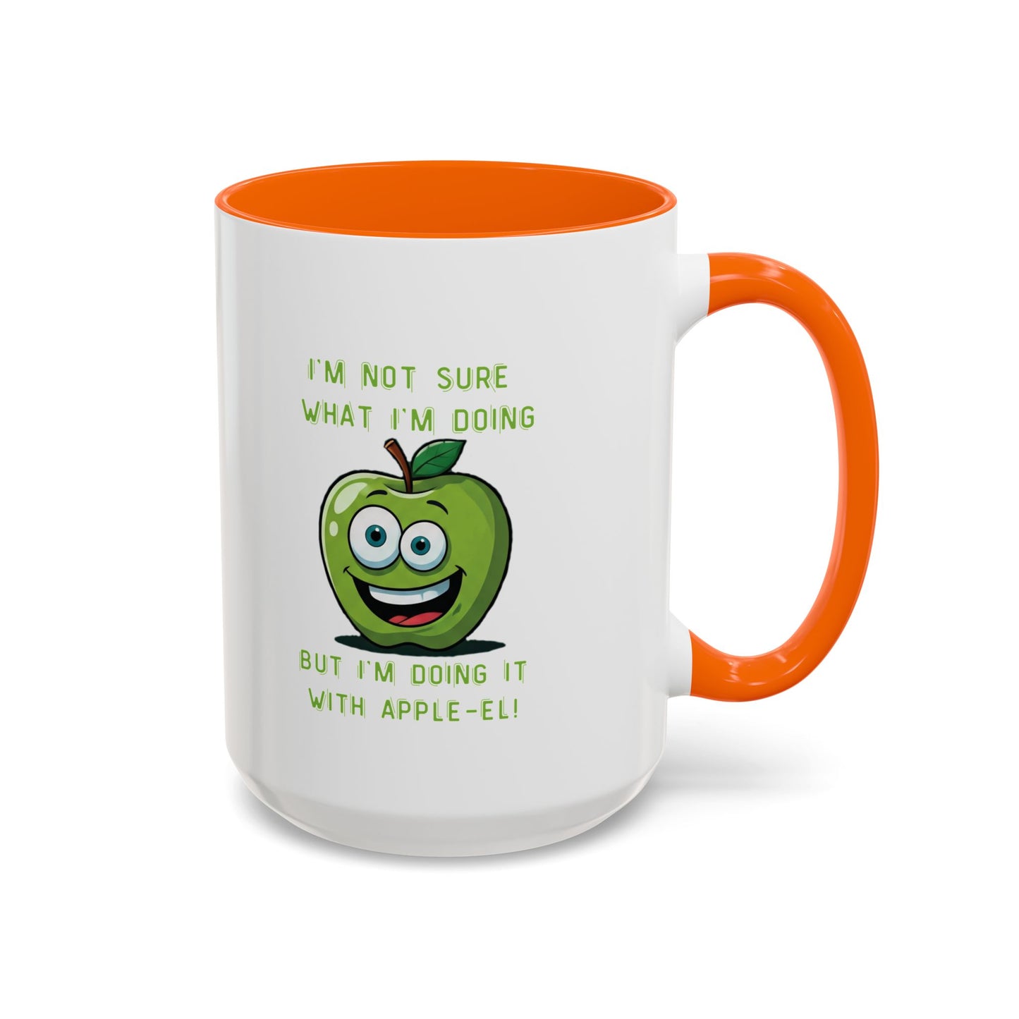 Funny Apple Mug - Unique Coffee Cup Design - Gift for Her Him - Best Selling Mug - Ceramic - Dishwasher Safe - Microwave Safe 15oz Orange