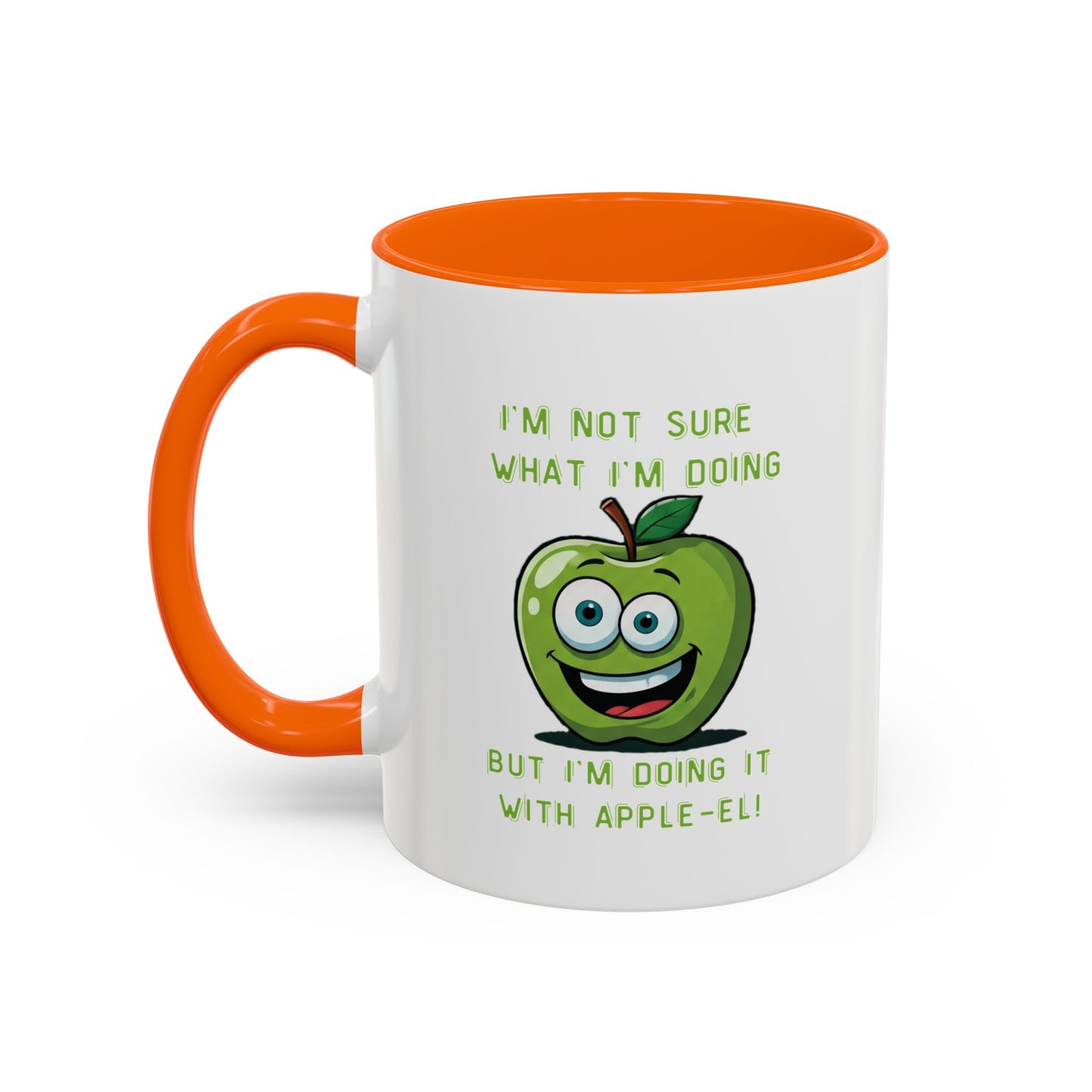 Funny Apple Mug - Unique Coffee Cup Design - Gift for Her Him - Best Selling Mug - Ceramic - Dishwasher Safe - Microwave Safe 11oz Orange