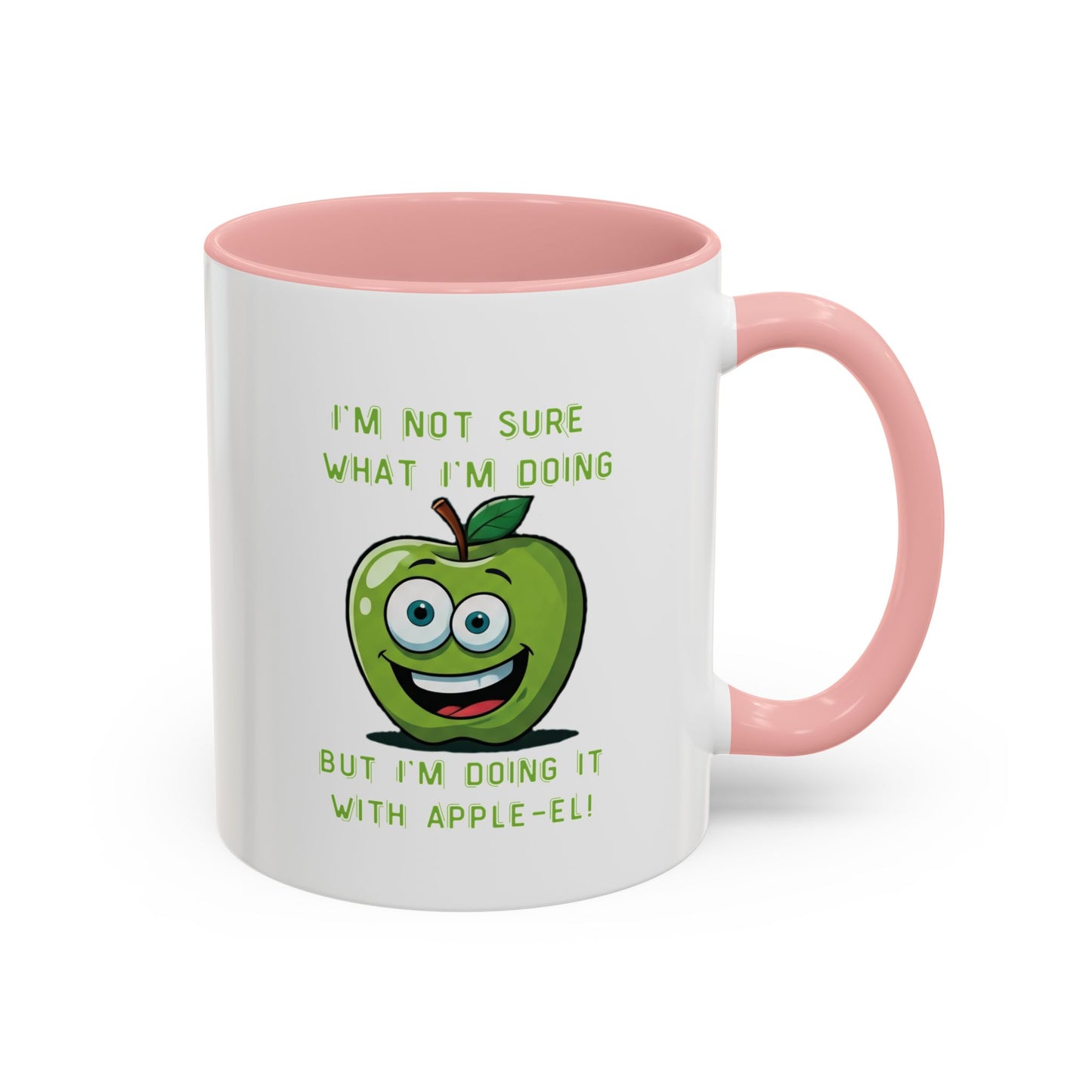 Funny Apple Mug - Unique Coffee Cup Design - Gift for Her Him - Best Selling Mug - Ceramic - Dishwasher Safe - Microwave Safe 11oz Pink