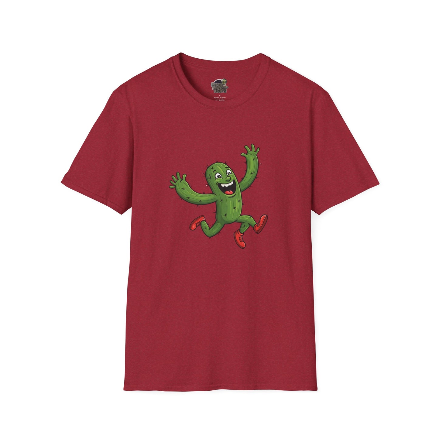 Running Cactus T-Shirt: Fun Organic Cotton Tee for Nature & Quirky Style | Cactus Mania Antique Cherry Red