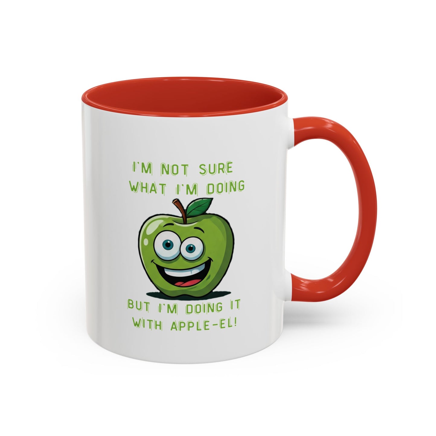 Funny Apple Mug - Unique Coffee Cup Design - Gift for Her Him - Best Selling Mug - Ceramic - Dishwasher Safe - Microwave Safe 11oz Red