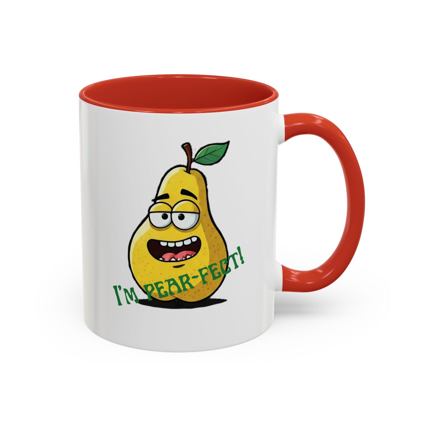 Funny Pear Mug - Ceramic Coffee Cup with Cute Design - Unique Gift Idea 11oz Red