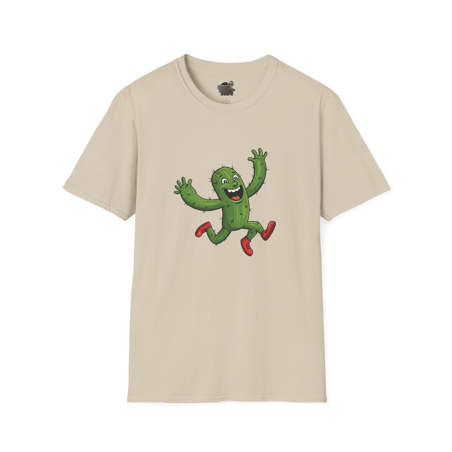 Running Cactus T-Shirt: Fun Organic Cotton Tee for Nature & Quirky Style | Cactus Mania Sand