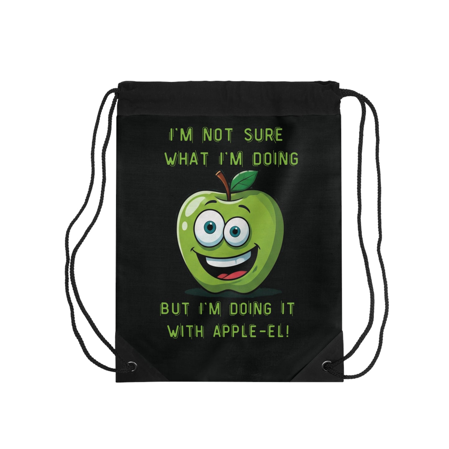 Unique Athletic Apple design on a Drawstring Bag: Your Fun & Eco-Friendly Gym Companion