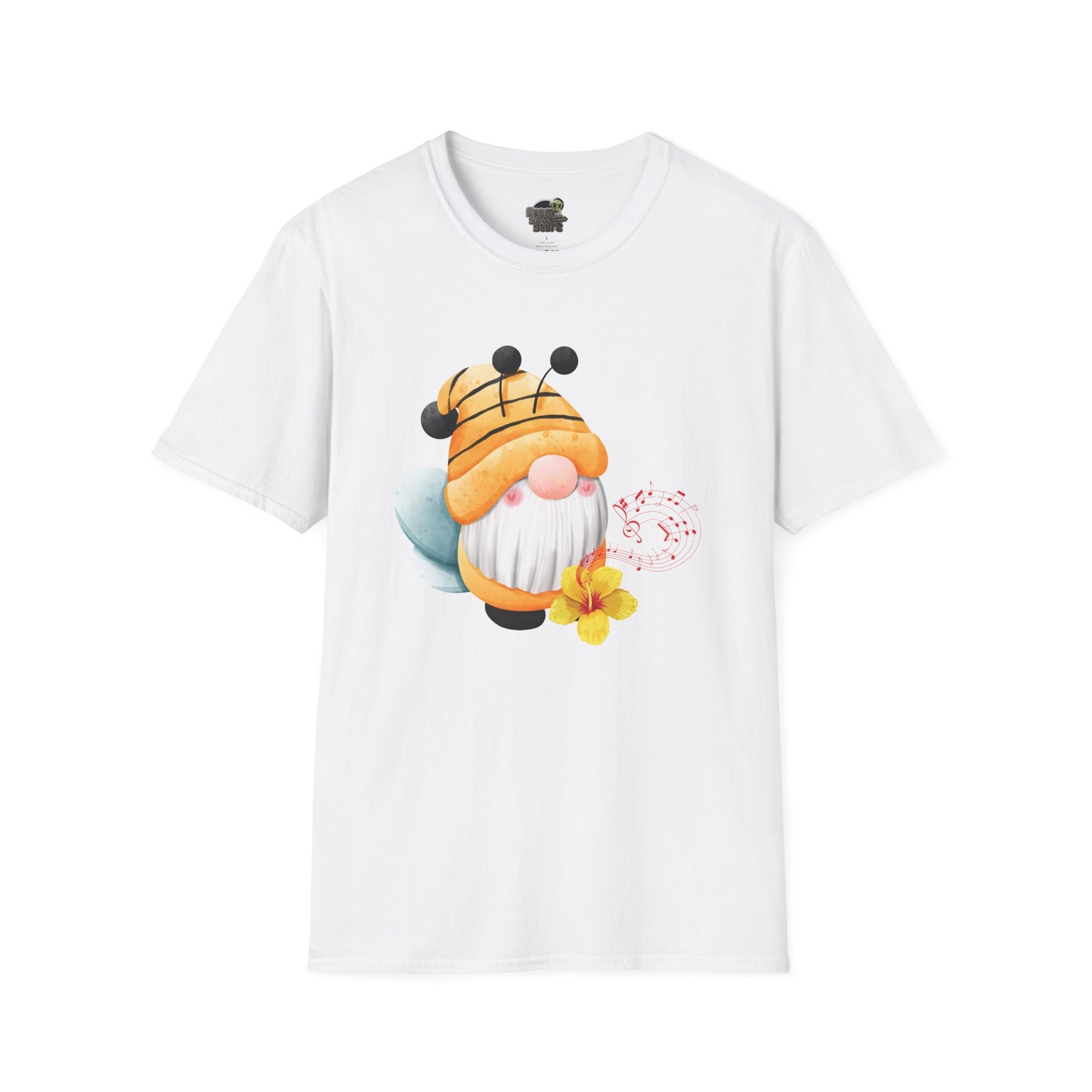 Bee Gnome Unisex T-Shirt: Buzzing with Magic & Melody White