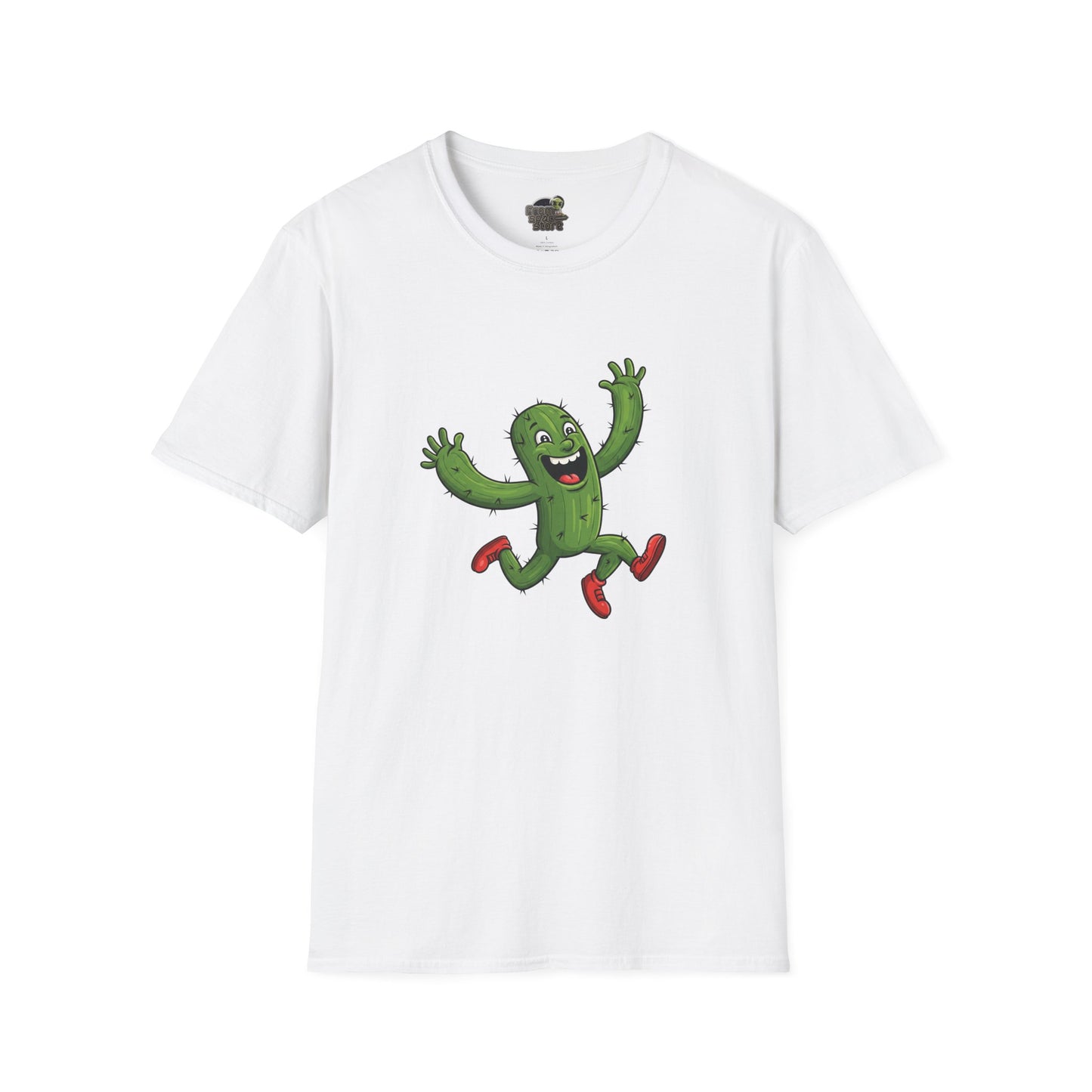 Running Cactus T-Shirt: Fun Organic Cotton Tee for Nature & Quirky Style | Cactus Mania White