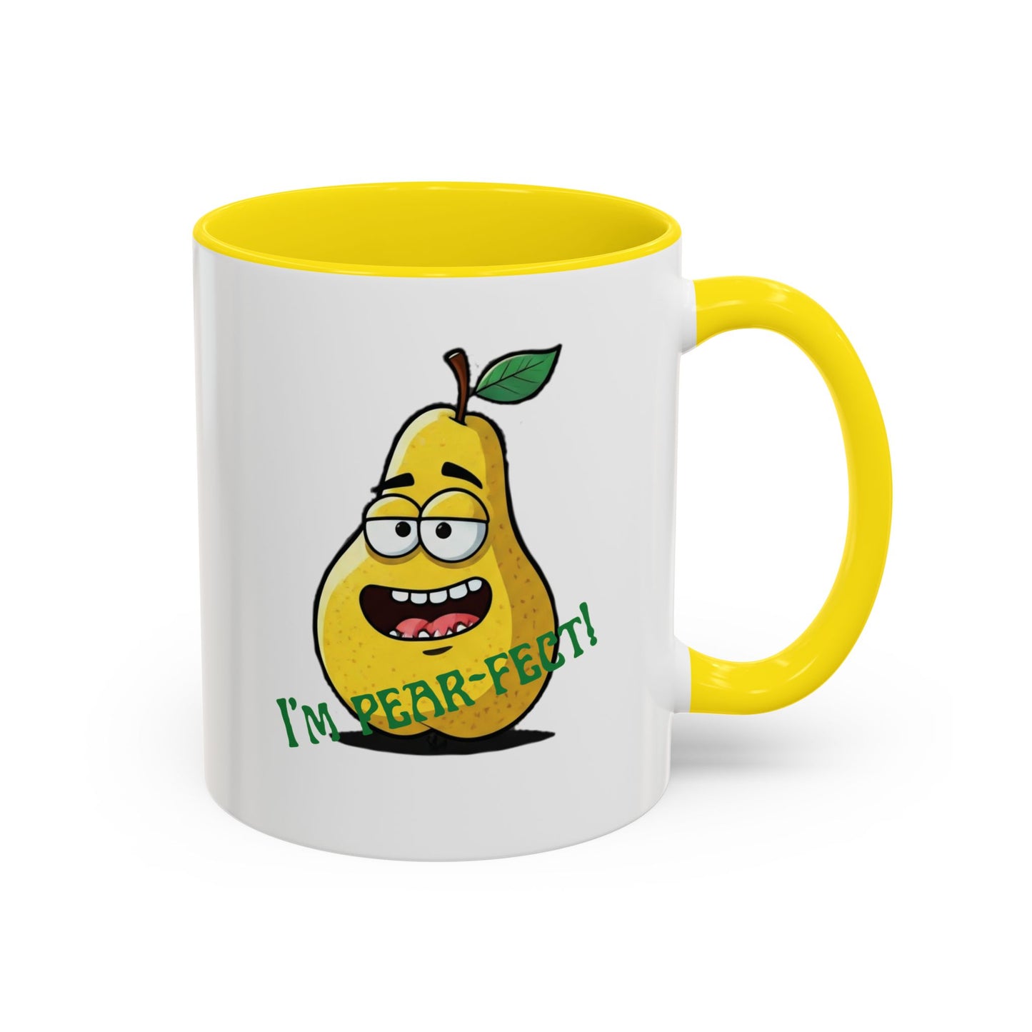 Funny Pear Mug - Ceramic Coffee Cup with Cute Design - Unique Gift Idea 11oz Yellow