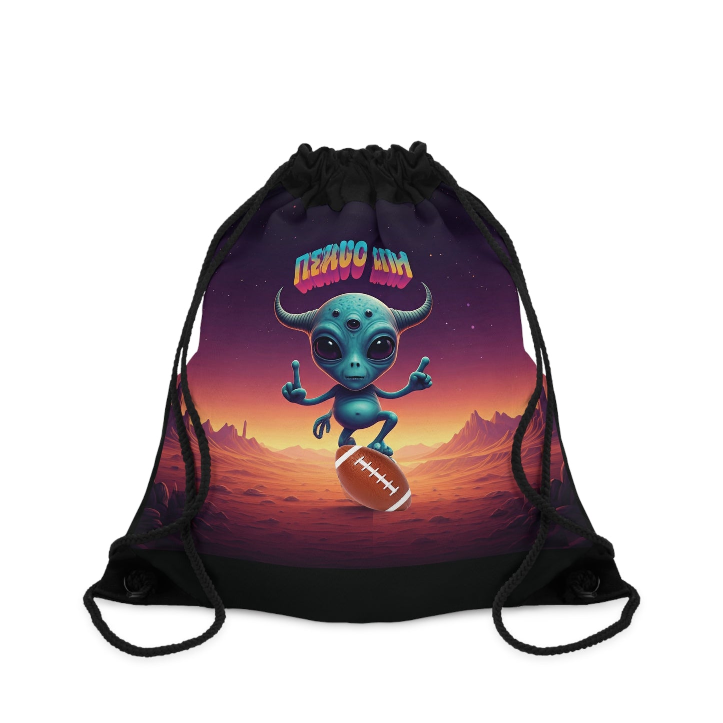 Alien Rugby Player Tote Bag: Score Big with Unique Style - Funny Football Alien on Canvas for Sports Fans & Everyday Use One size