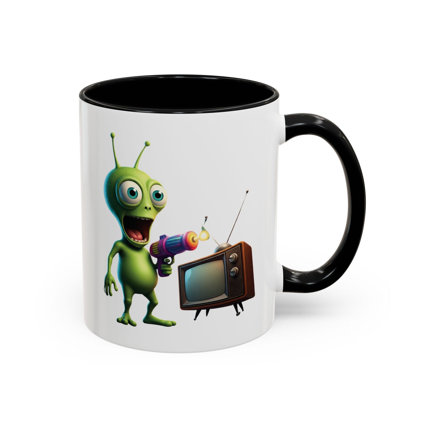 Alien tv zapping black colored inside mug