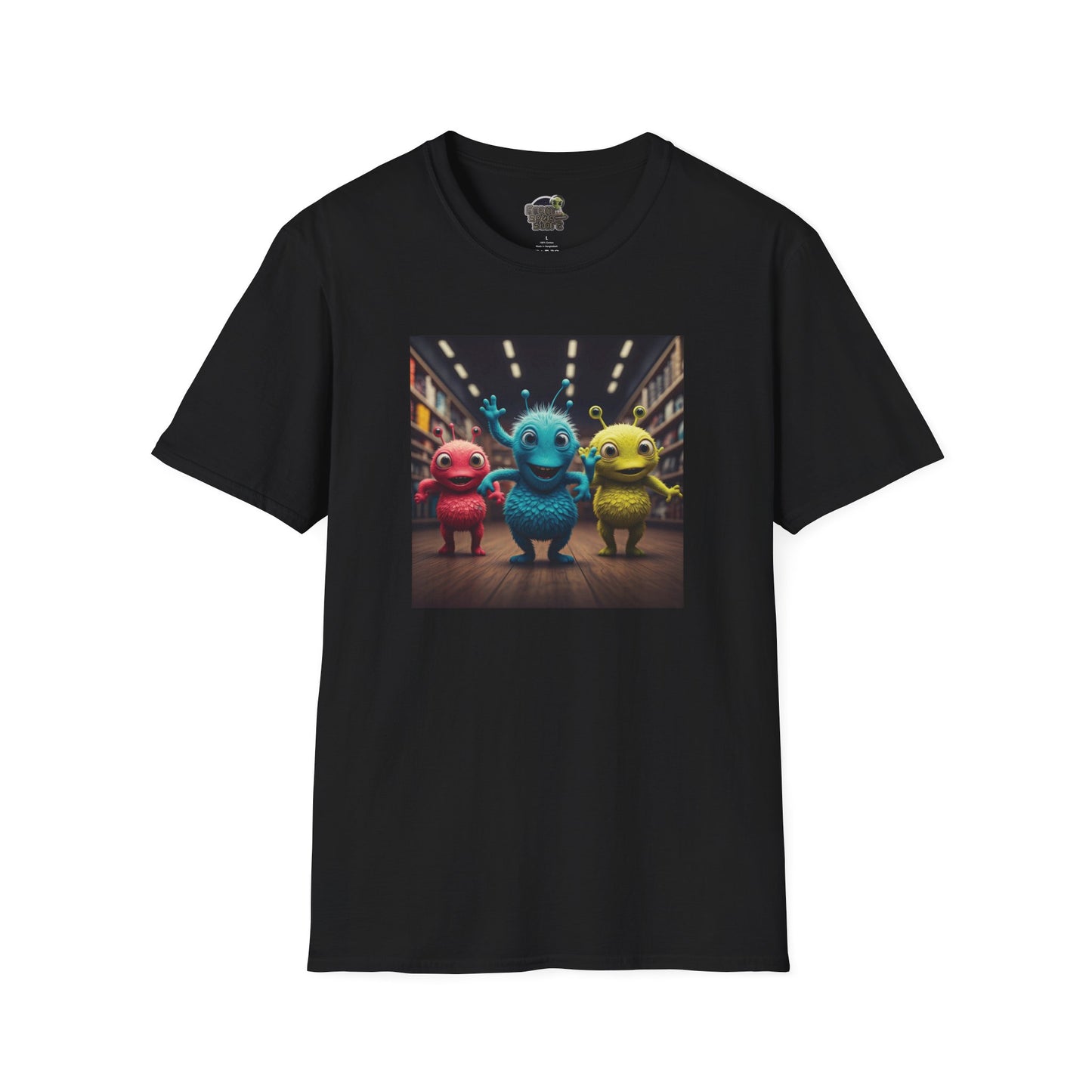 Alien dancer on a black T-shirt: funny and unique design