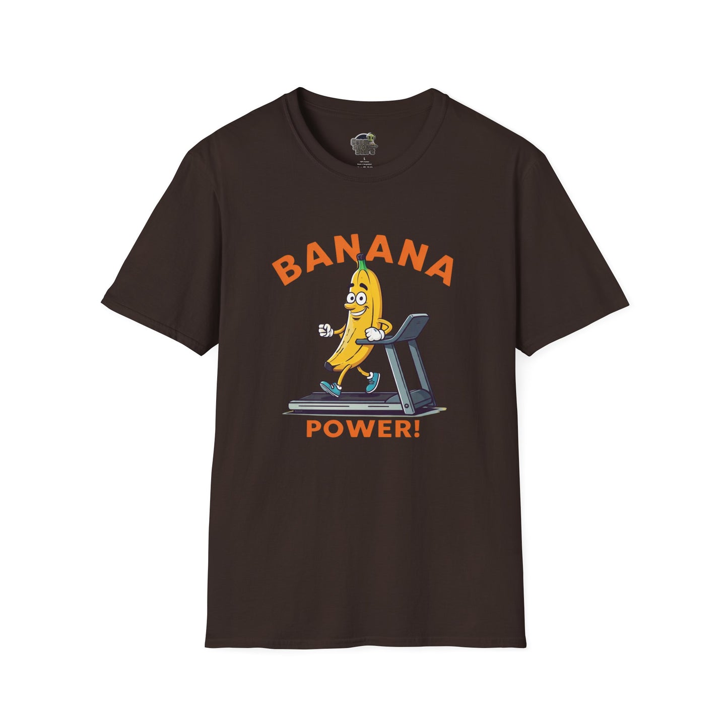 Banana Power t-shirt: Funny Fruit Workout Tee Dark Chocolate