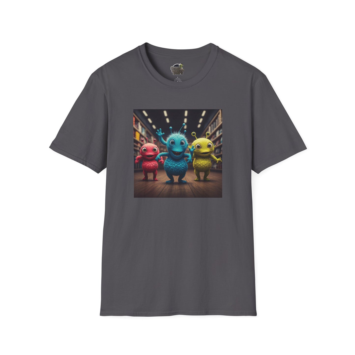 Alien dancer on a charcoal T-shirt: funny and unique design