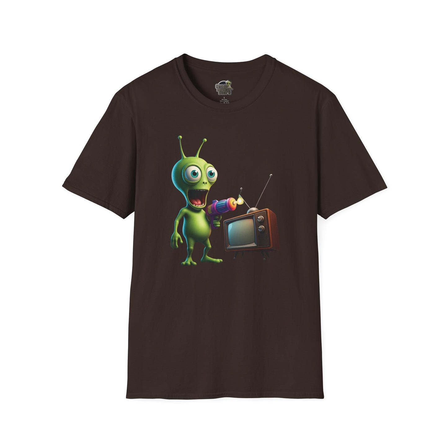 Dark Chocolate Unisex alien zapping vintage TV t-shirt