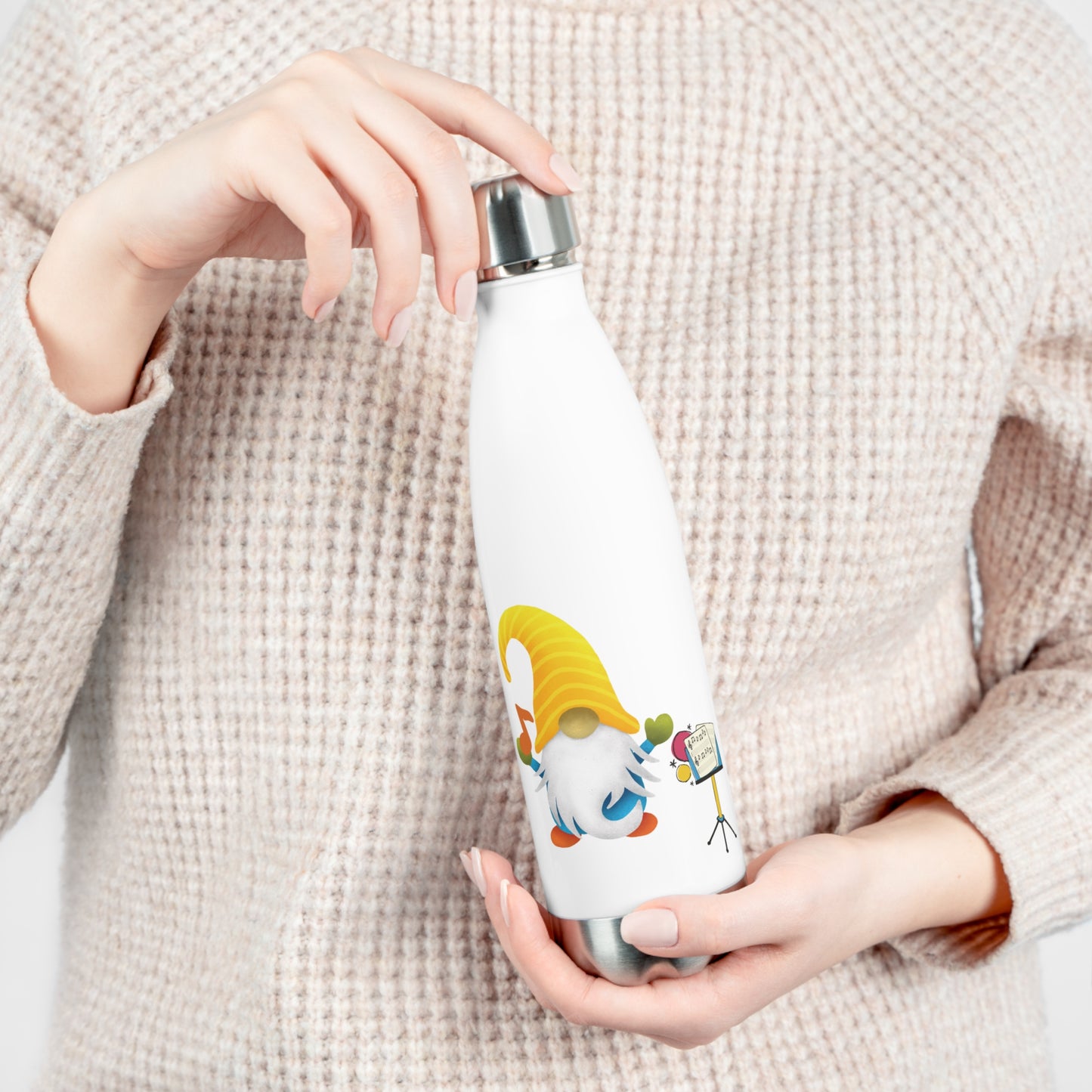 Melodies on the Go: Gnome Music Stand Insulated Water Bottle!