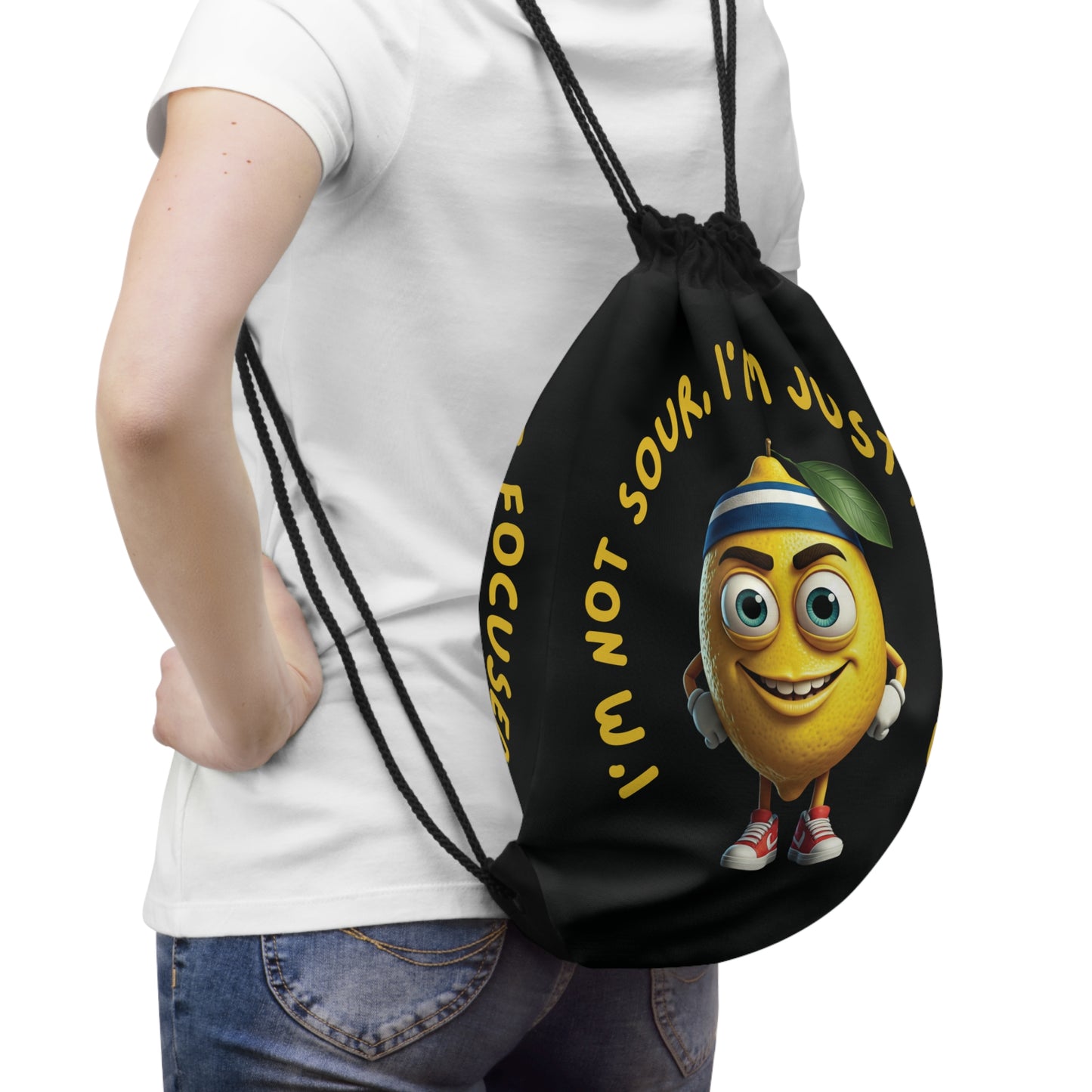 "I'm Not Sour!" Lemon Drawstring Bag - Fun & Focused for Your Day