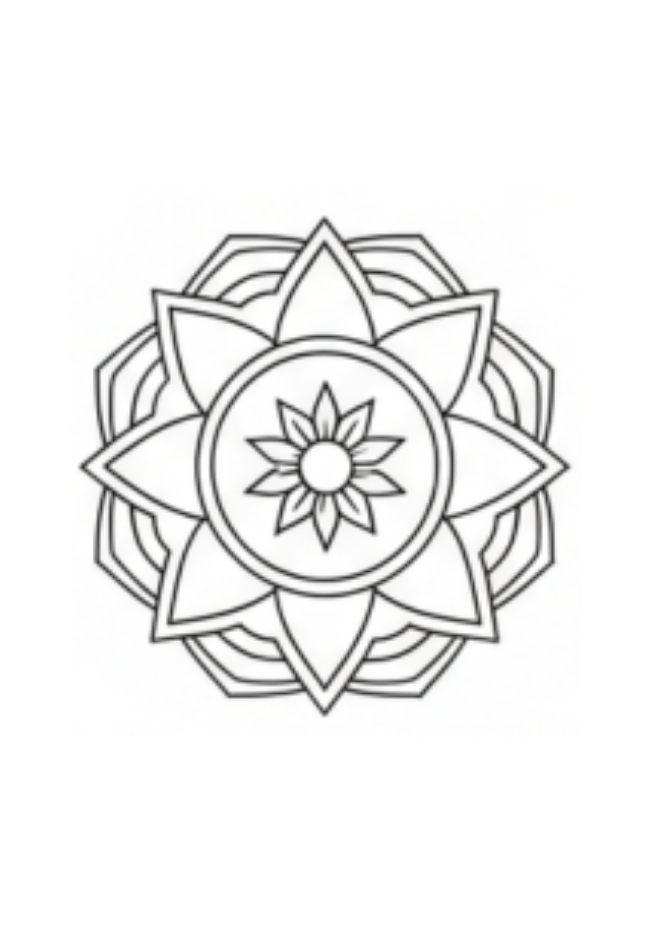mandala design, flower to color 5-8 years age kids