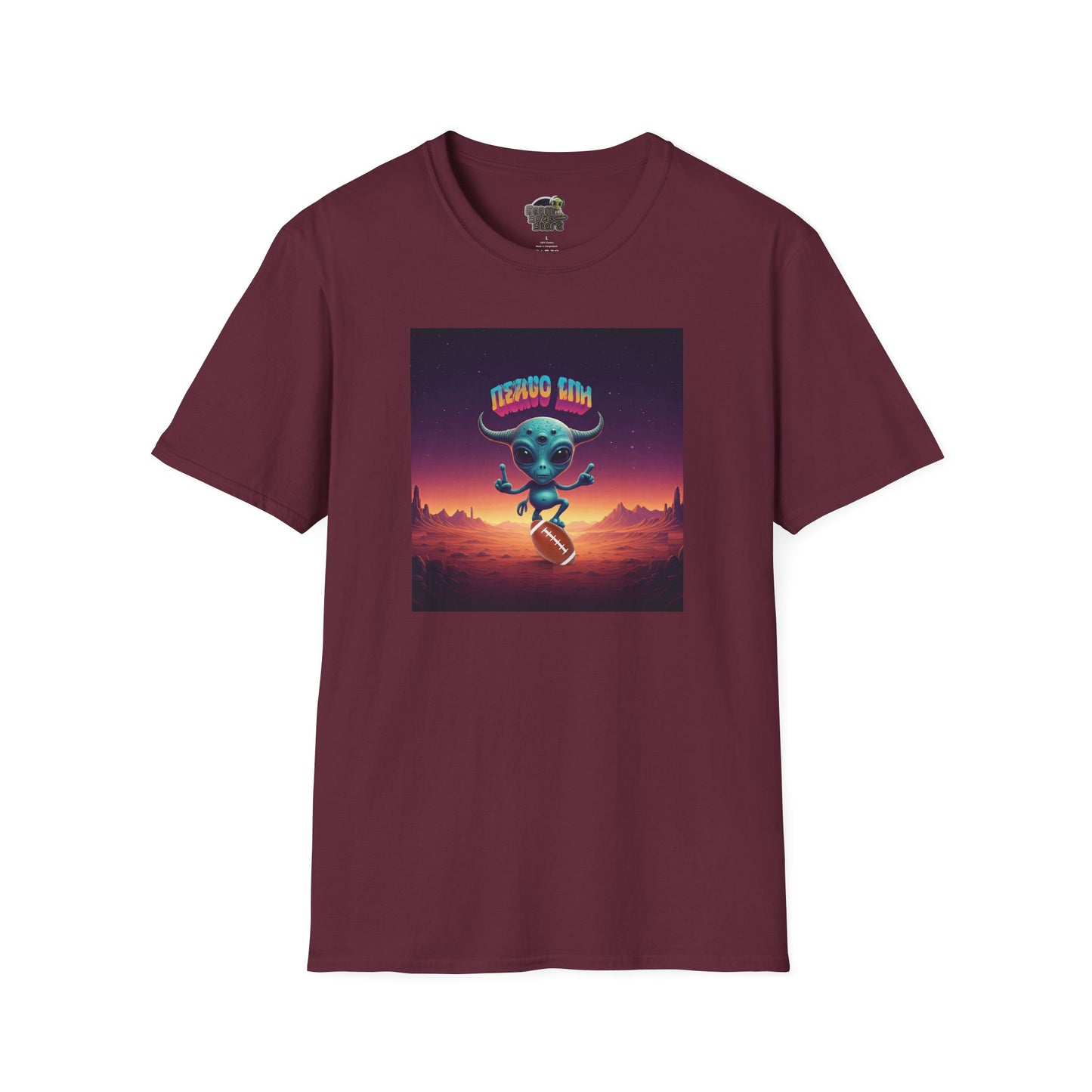 Maroon Alien football player unisex t-shirt
