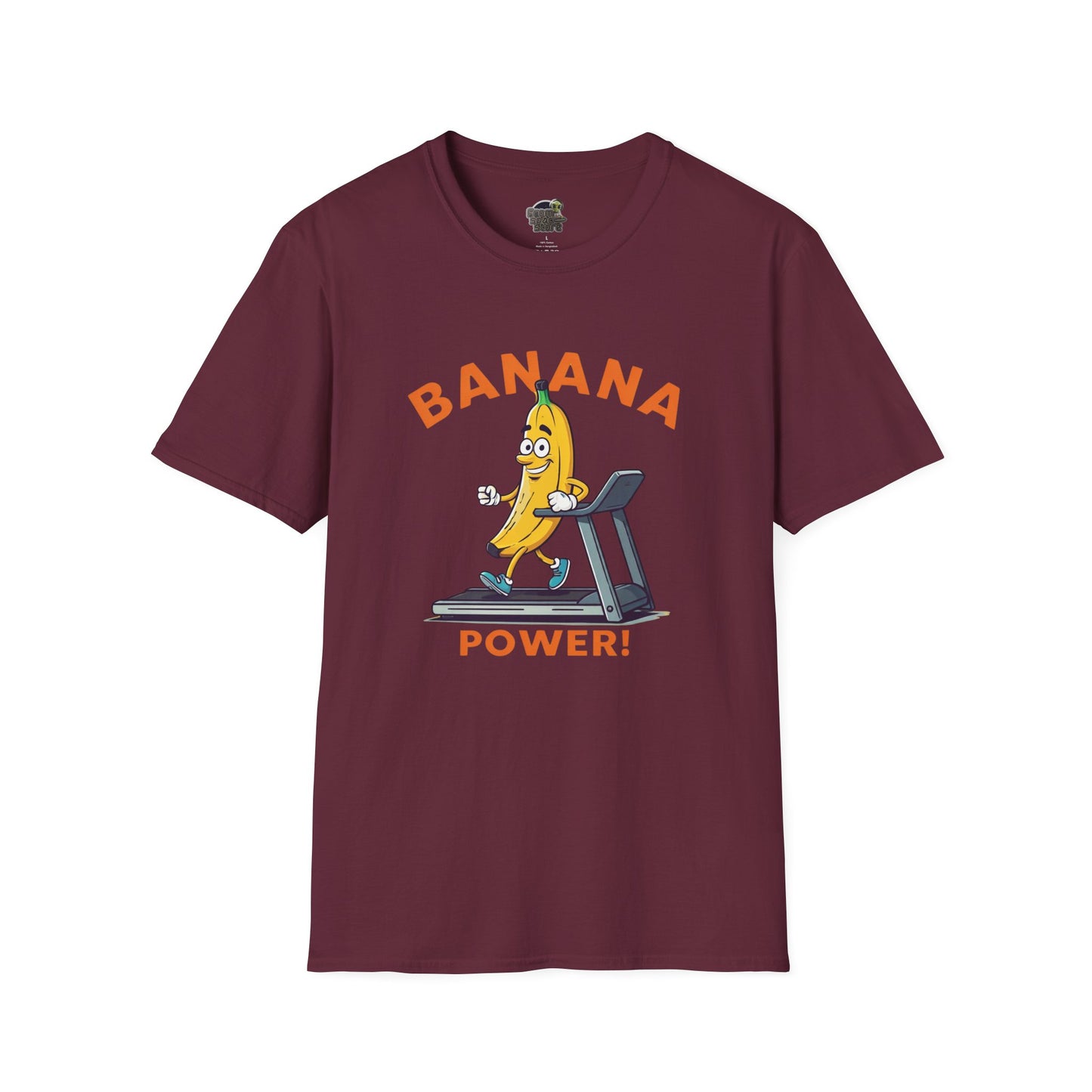 Banana Power t-shirt: Funny Fruit Workout Tee Maroon