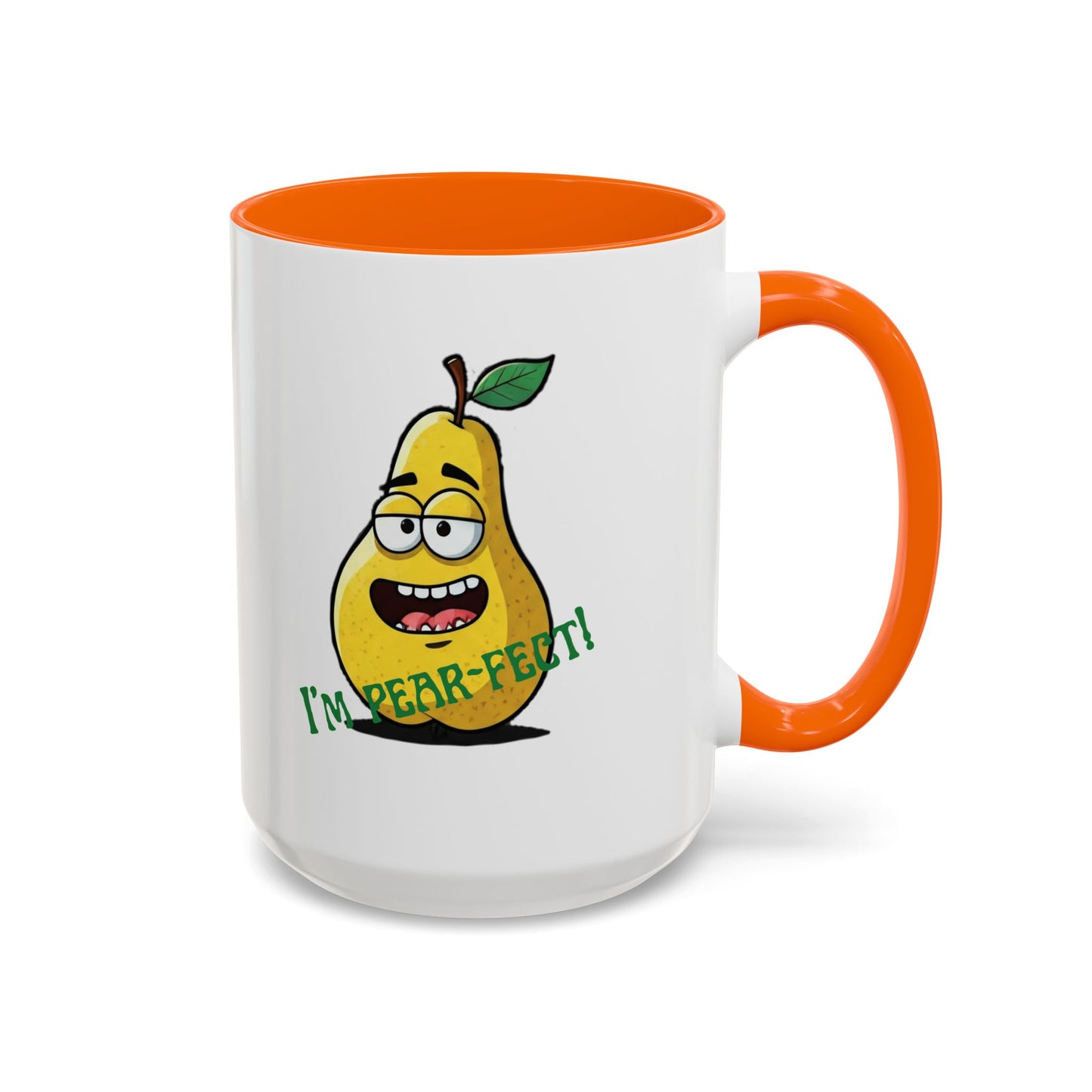 Funny Pear Mug - Ceramic Coffee Cup with Cute Design - Unique Gift Idea 15oz Orange