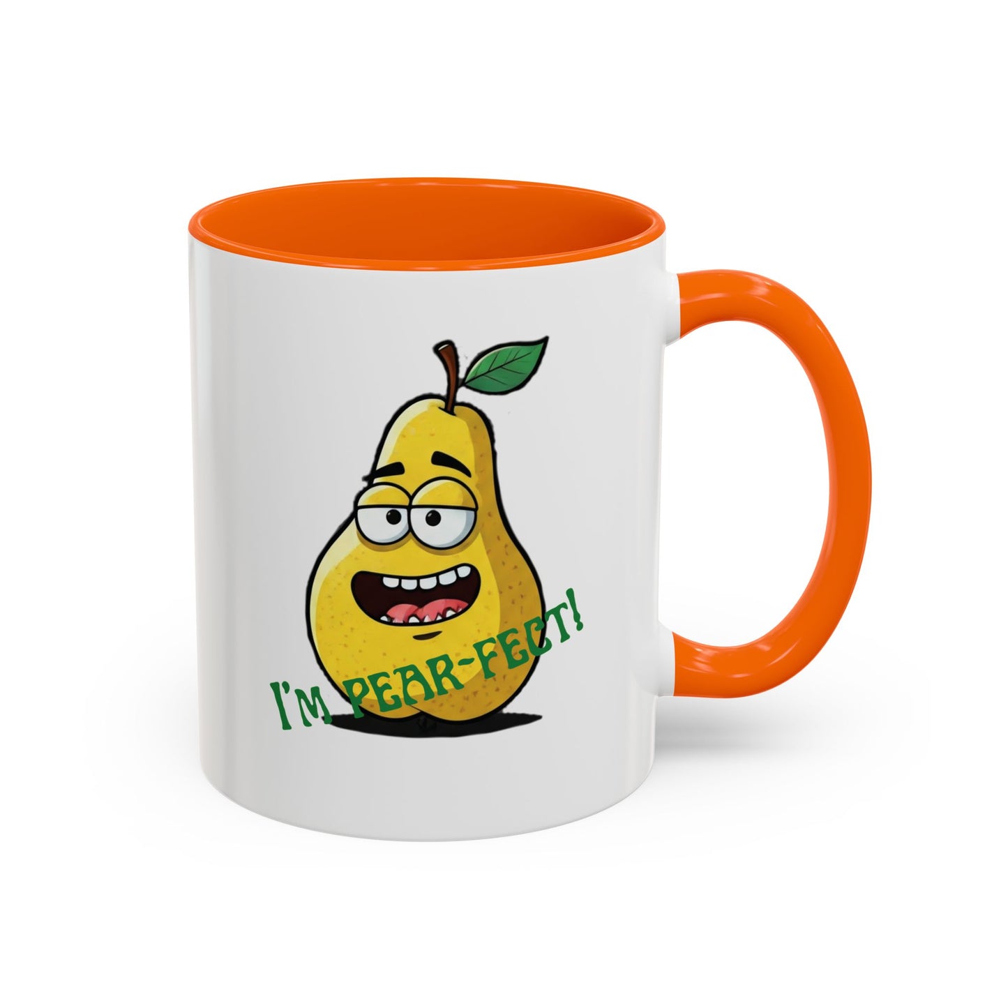 Funny Pear Mug - Ceramic Coffee Cup with Cute Design - Unique Gift Idea 11oz Orange