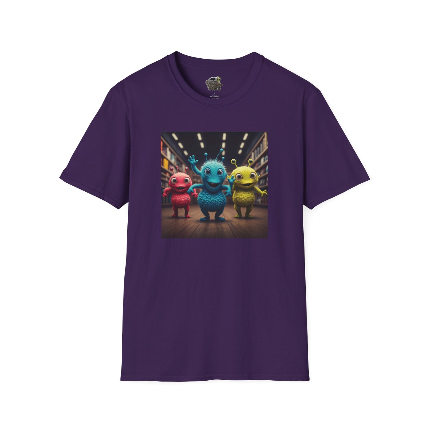 Alien dancer on a purple T-shirt: funny and unique design