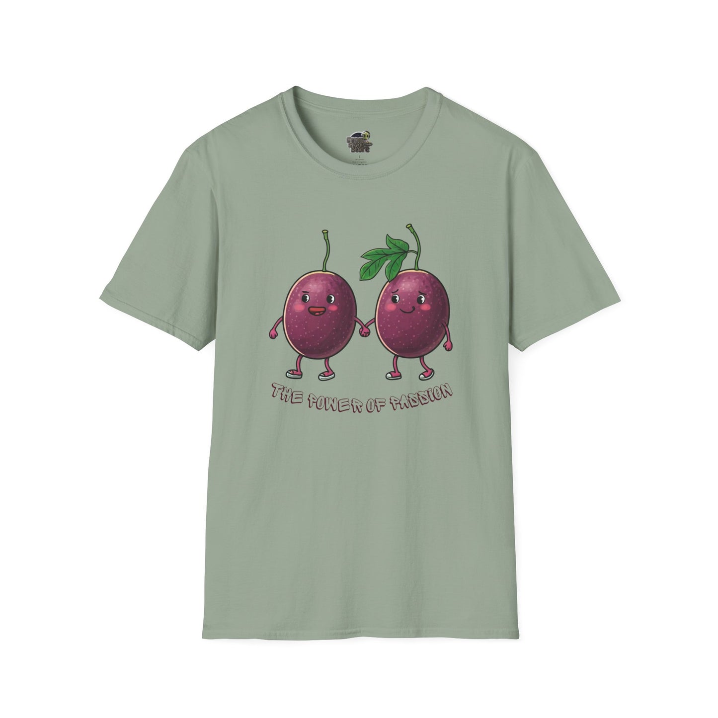 Power of Passion t-shirt: Funny Passion Fruit Love Tee Sage Cotton