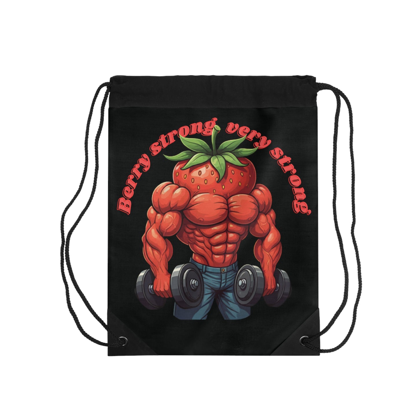 Berry Strong! Muscular Strawberry Drawstring Bag - Fun & Durable for All Adventures