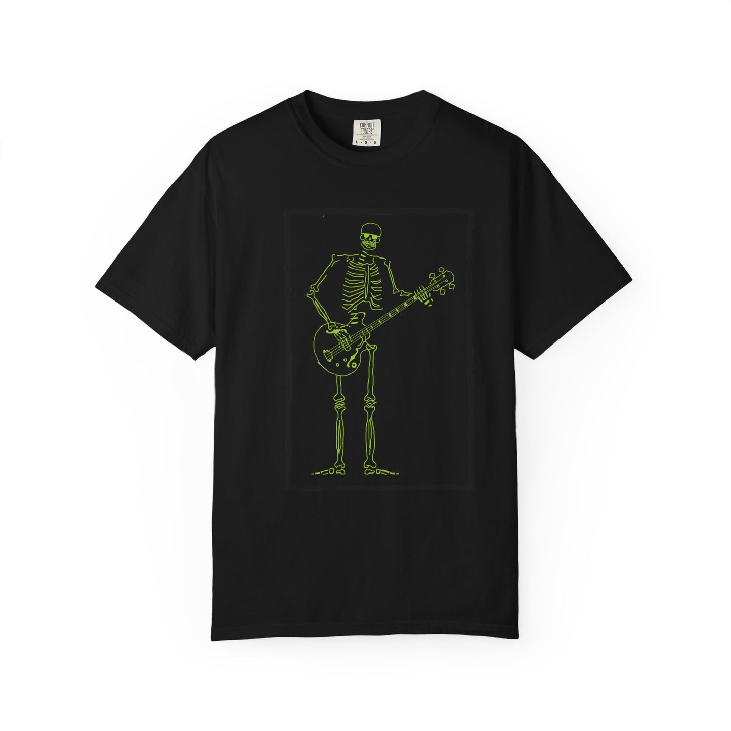 The Mystical Bassist | Skeleton Fluo Bass Player Unisex T-Shirt Black
