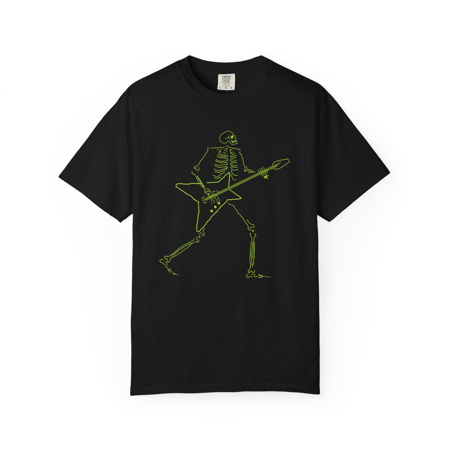 The Shredding Spirit | Skeleton Fluo Electric Guitar Unisex T-Shirt Black