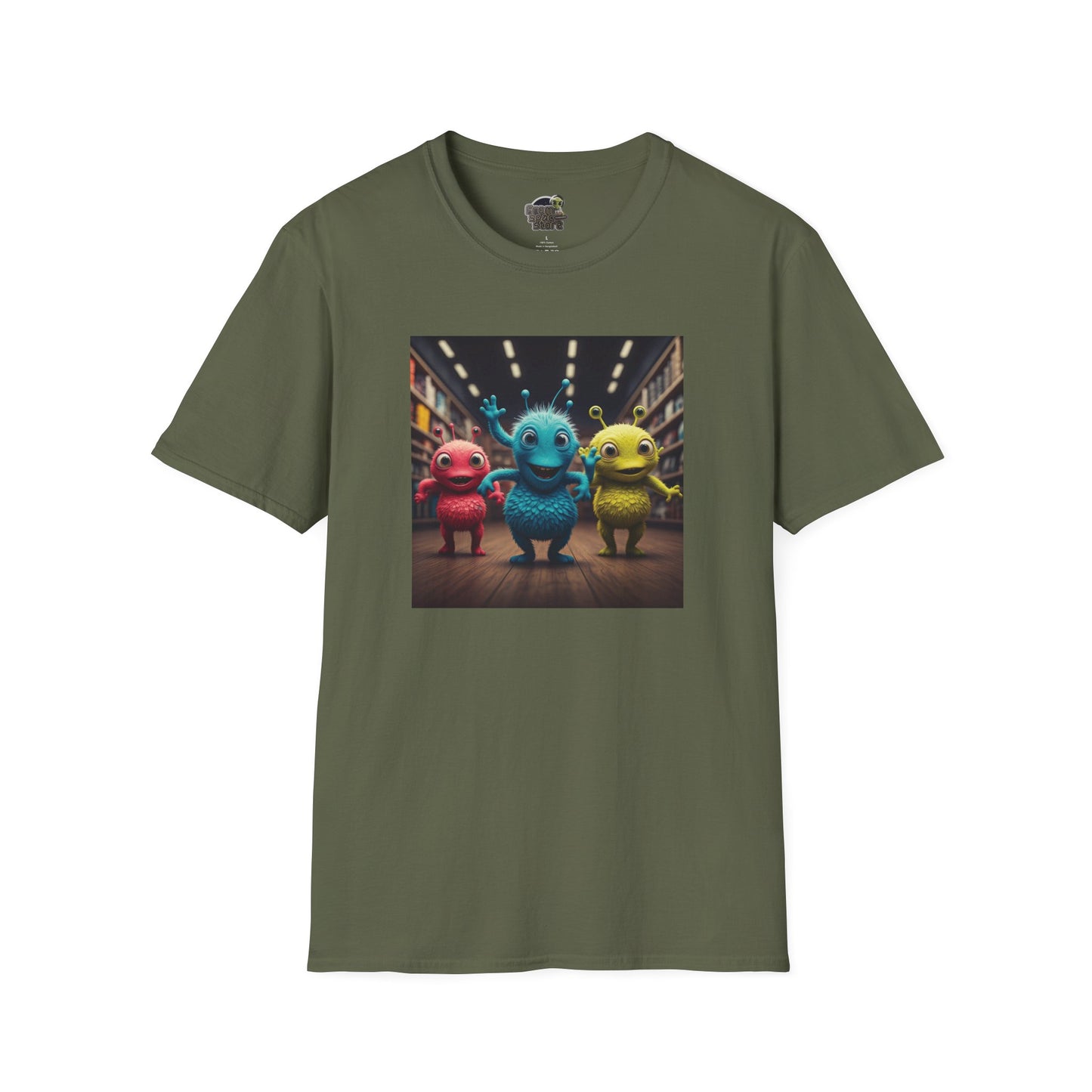 Alien dancer on a military T-shirt: funny and unique design