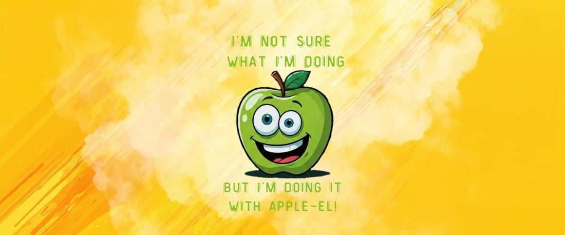 Cute green apple cartoon character gym graphic with funny motivational fitness pun for workout t-shirt design.