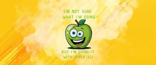 Cute green apple cartoon character gym graphic with funny motivational fitness pun for workout t-shirt design.