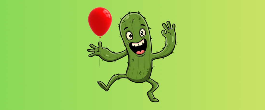 cactus mania graphic line, cactus with red-balloon original design